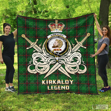 Kirkaldy Tartan Quilt with Clan Crest and the Golden Sword of Courageous Legacy