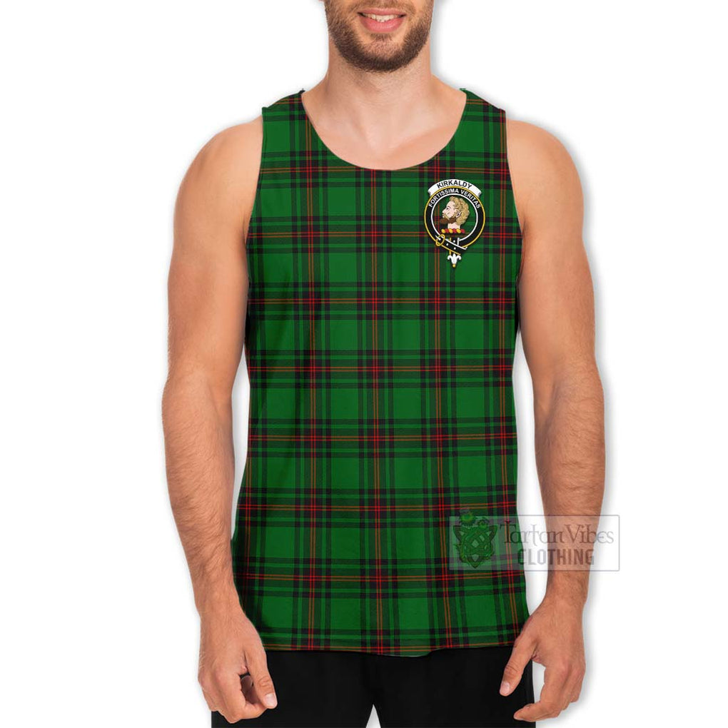 Tartan Vibes Clothing Kirkaldy Tartan Men's Tank Top with Family Crest Celtic Skull Style