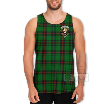 Tartan Vibes Clothing Kirkaldy Tartan Men's Tank Top with Family Crest Celtic Skull Style