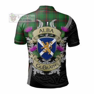 Kirkaldy Tartan Family Crest Polo Shirt Lion Rampant Royal Thistle Shield Celtic Inspired