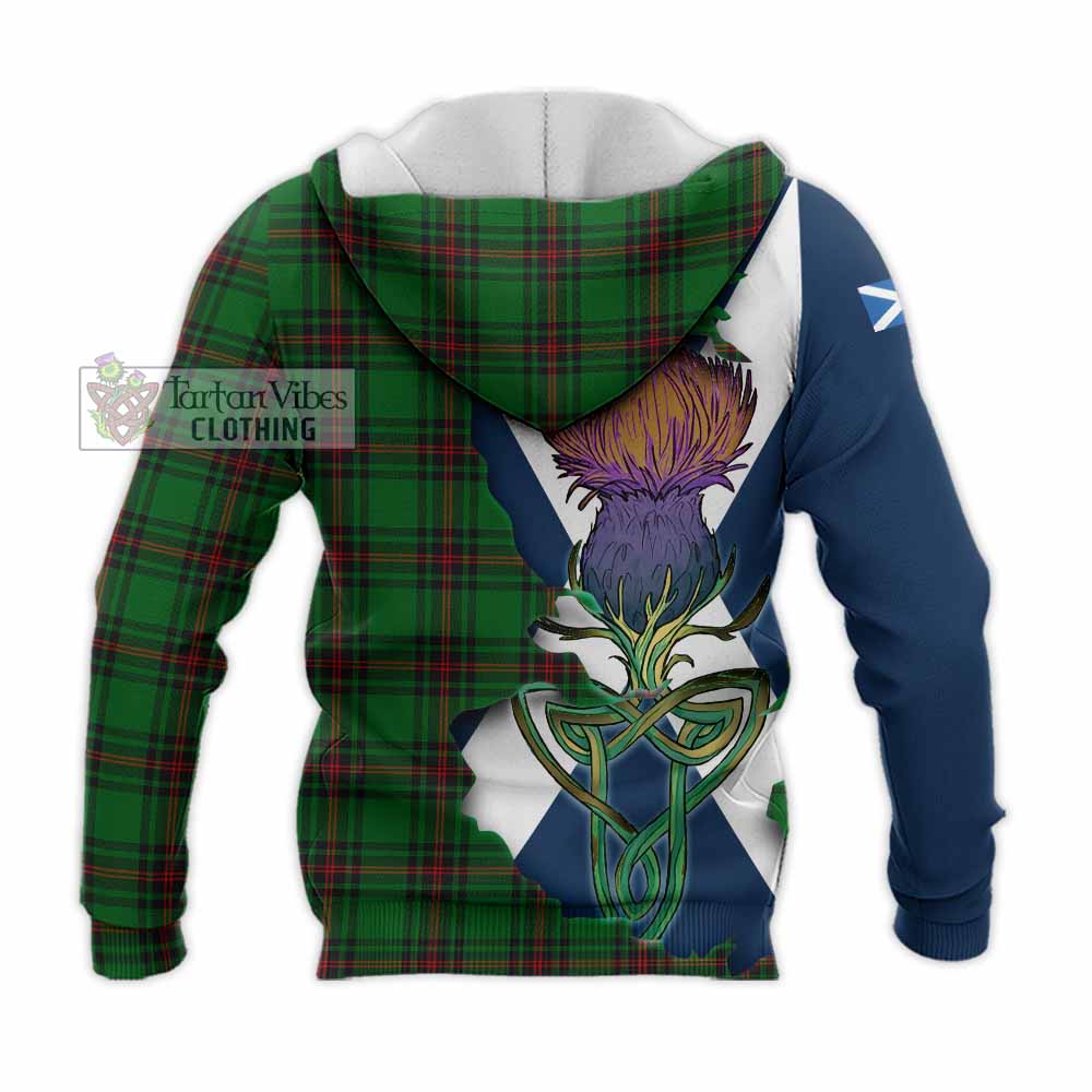 Tartan Vibes Clothing Kirkaldy Tartan Family Crest Knitted Hoodie Scottish Thistle Celtic Inspired
