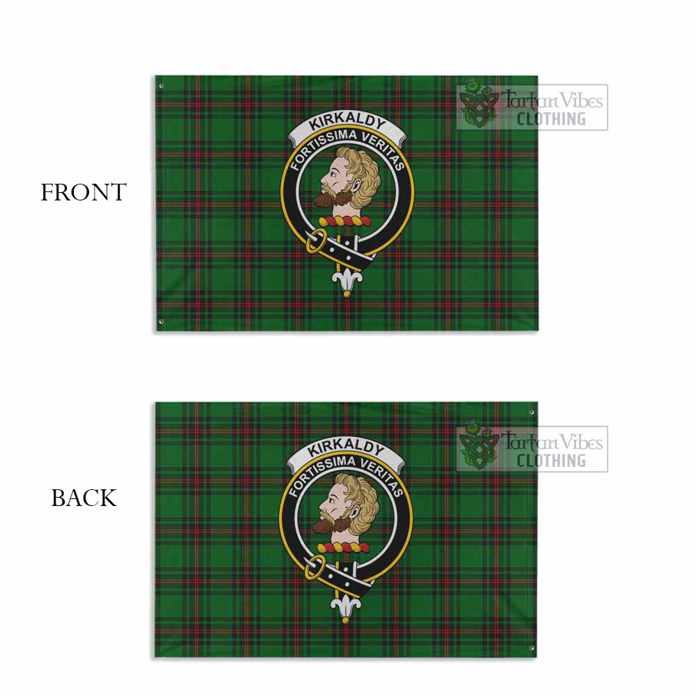 Tartan Vibes Clothing Kirkaldy Tartan House Flag with Family Crest