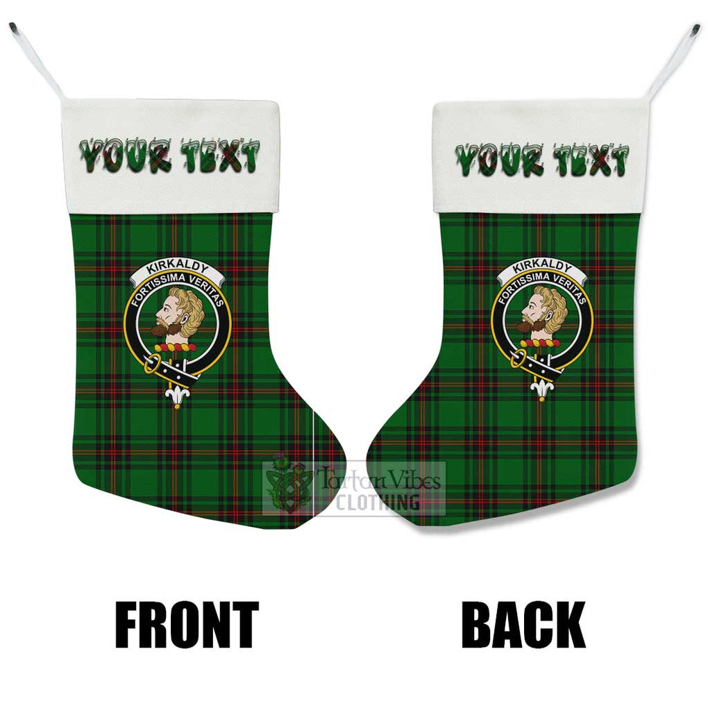 Tartan Vibes Clothing Kirkaldy Tartan Family Crest Christmas Stocking with Personalized Text