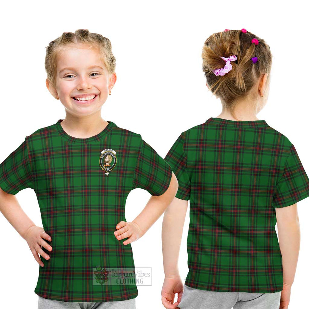 Kirkaldy Tartan Kid T-Shirt with Family Crest - Tartanvibesclothing Shop