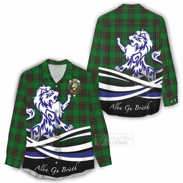 Tartan Vibes Clothing Kirkaldy Tartan Women's Casual Shirt with Alba Gu Brath Regal Lion Emblem