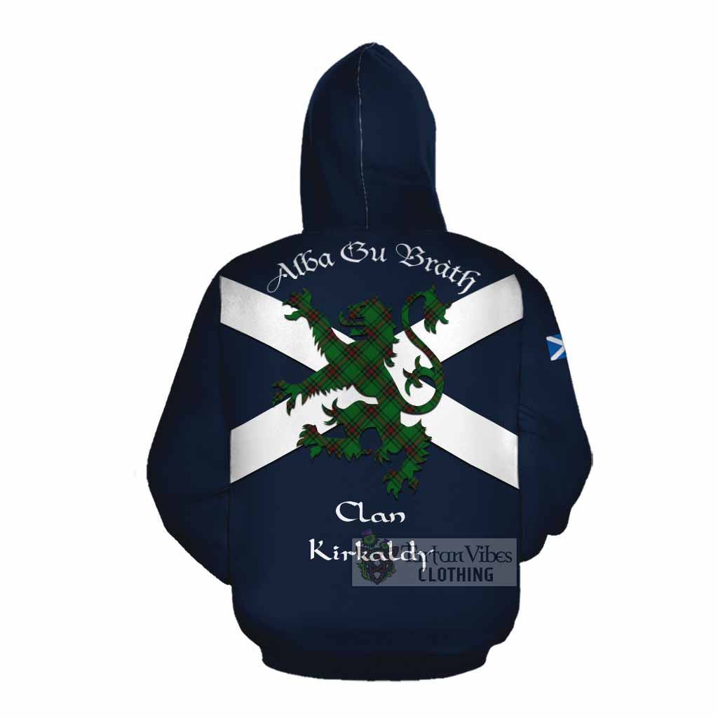 Tartan Vibes Clothing Kirkaldy Tartan Lion Rampant Cotton Hoodie Proudly Display Your Heritage with Alba Gu Brath and Clan Name