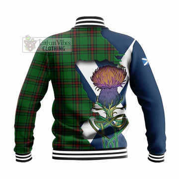 Kirkaldy Tartan Family Crest Baseball Jacket Scottish Thistle Celtic Inspired