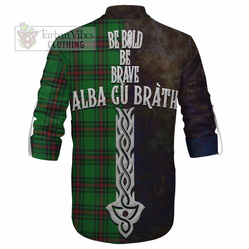 Tartan Vibes Clothing Kirkaldy Tartan Family Crest Ghillie Kilt Shirt Alba Gu Brath Be Brave Lion Ancient Style