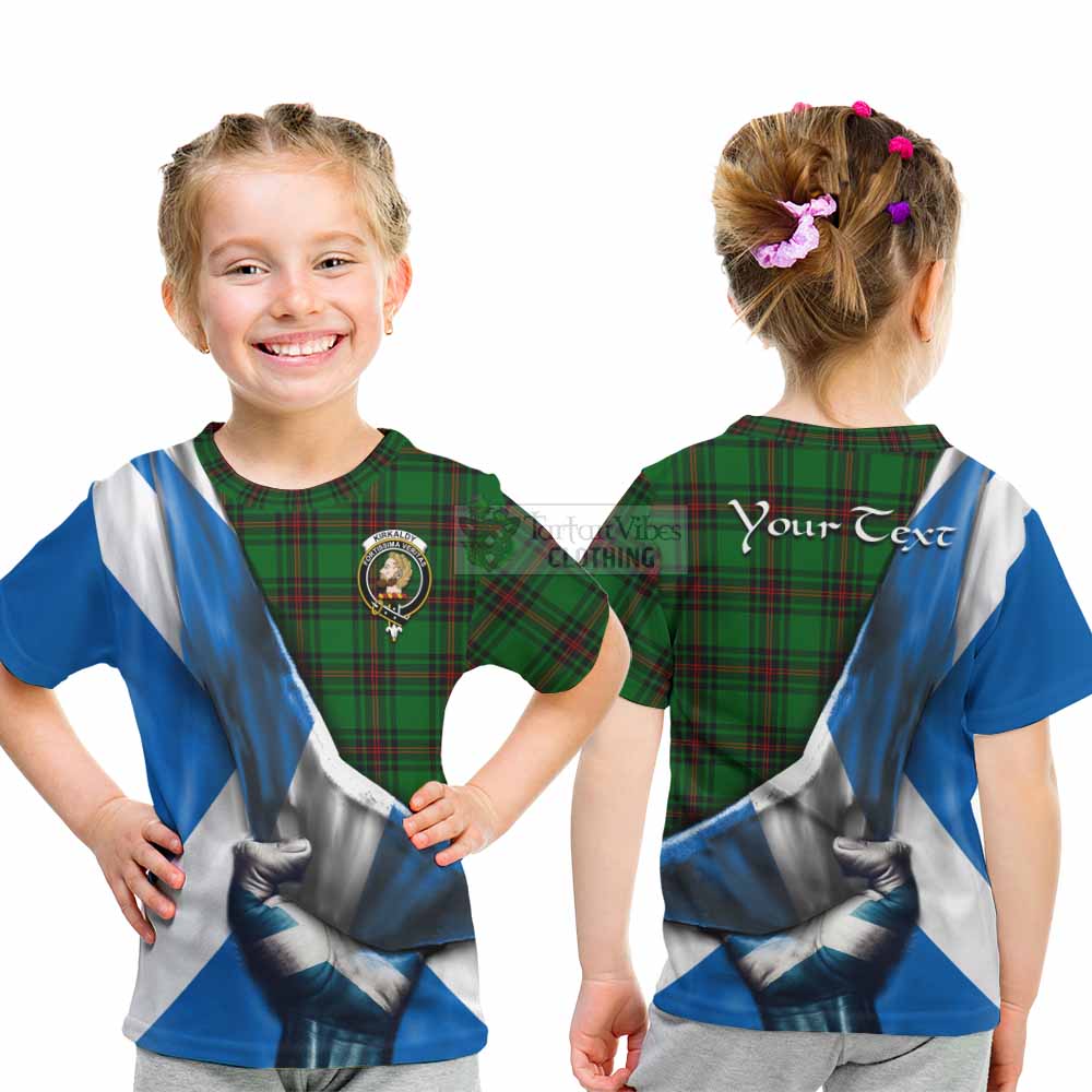 Tartan Vibes Clothing Kirkaldy Tartan Kid T-Shirt with Family Crest Scotland Patriotic Style
