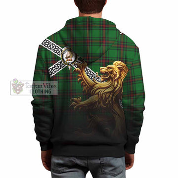 Kirkaldy Crest Tartan Hoodie with Golden Lion Emblem Celtic Style