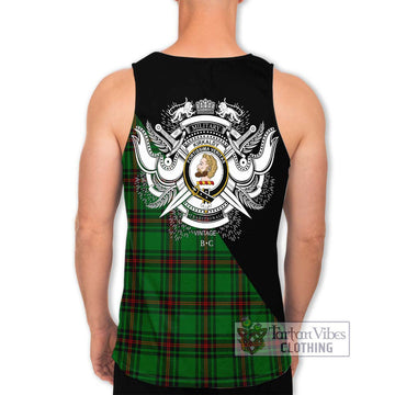 Kirkaldy Tartan Men's Tank Top with Family Crest and Military Logo Style - Tartanvibesclothing Shop