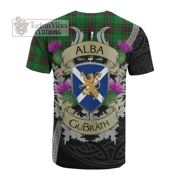 Tartan Vibes Clothing Kirkaldy Tartan Family Crest Cotton T-shirt Lion Rampant Royal Thistle Shield Celtic Inspired