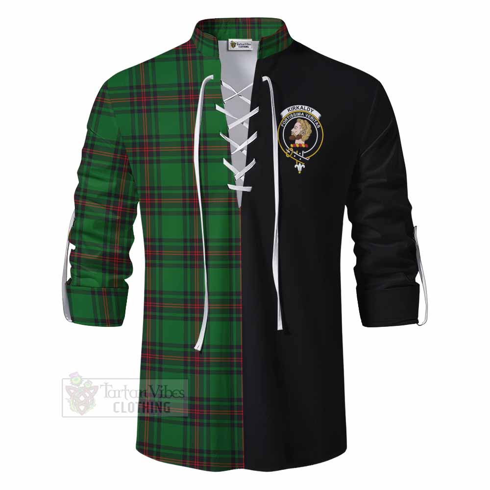 Tartan Vibes Clothing Kirkaldy Tartan Ghillie Kilt Shirt with Family Crest and Half Of Me Style