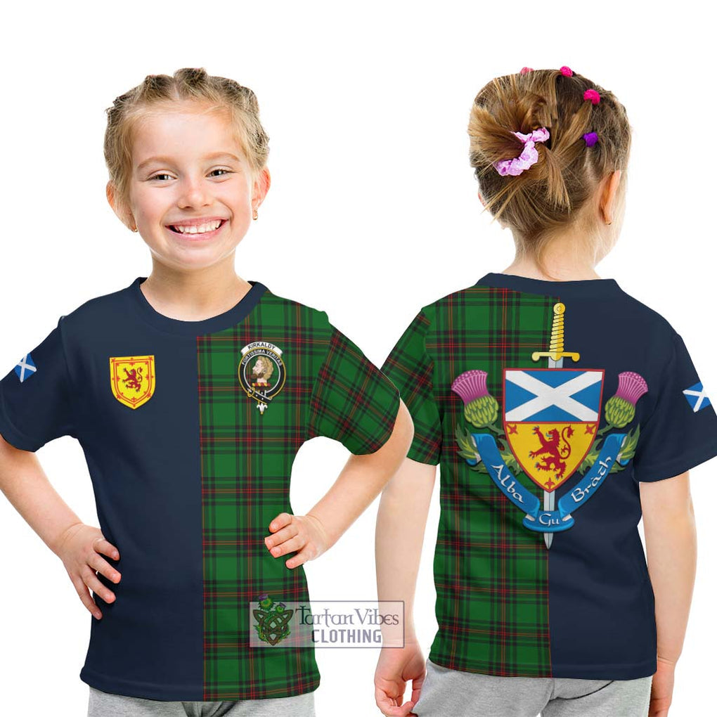 Tartan Vibes Clothing Kirkaldy Tartan Kid T-Shirt with Scottish Lion Royal Arm Half Style
