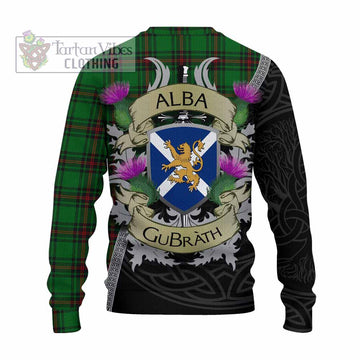 Tartan Vibes Clothing Kirkaldy Tartan Family Crest Knitted Sweater Lion Rampant Royal Thistle Shield Celtic Inspired