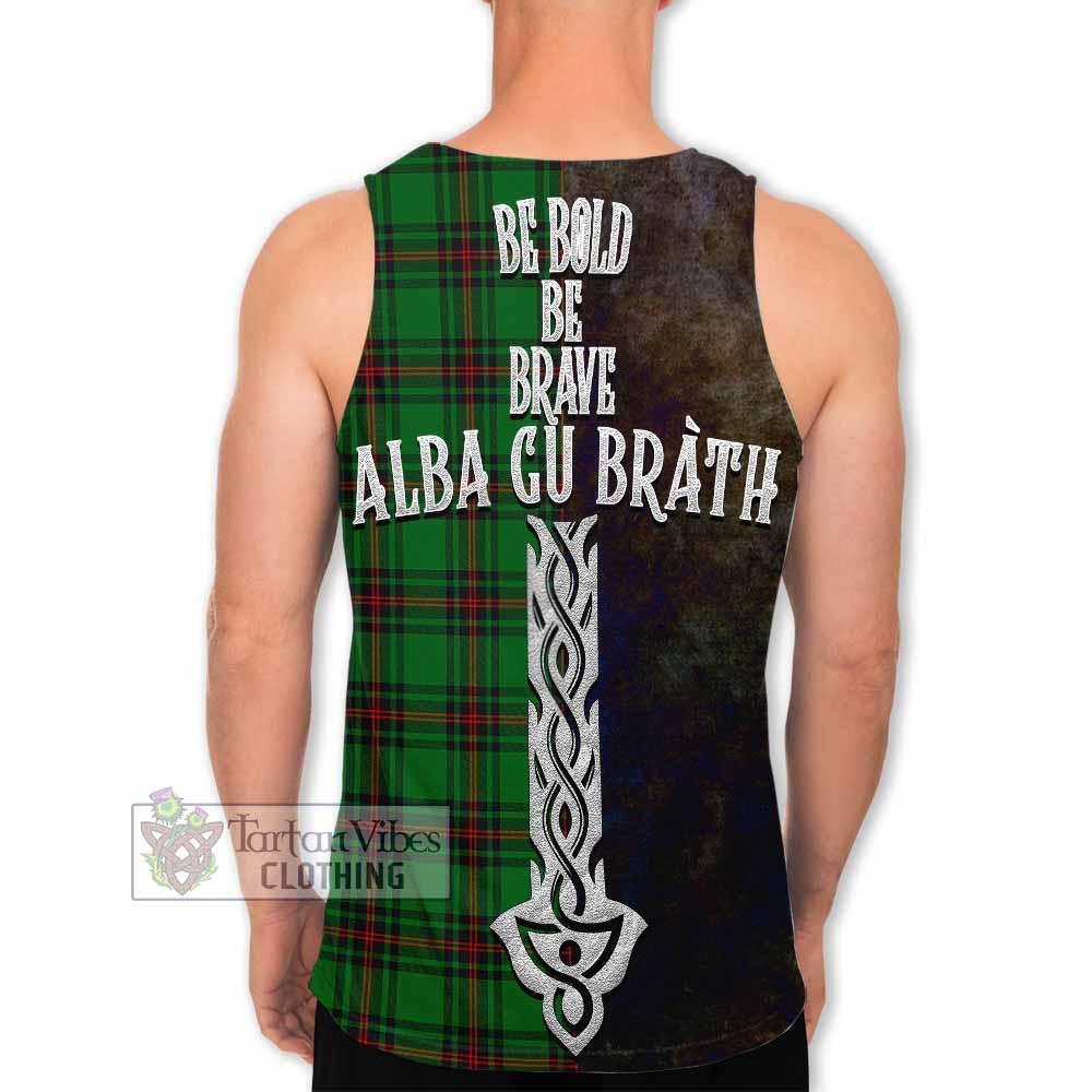 Tartan Vibes Clothing Kirkaldy Tartan Family Crest Men's Tank Top Alba Gu Brath Be Brave Lion Ancient Style