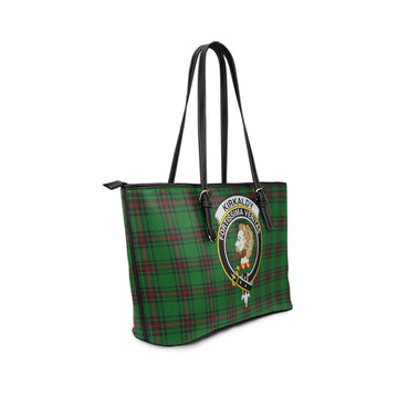 Kirkaldy Tartan Leather Tote Bag with Family Crest