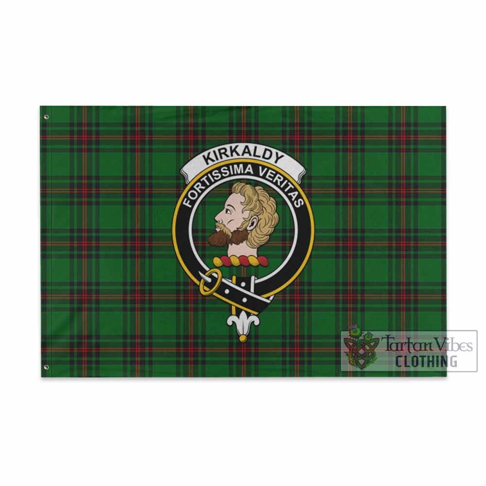 Tartan Vibes Clothing Kirkaldy Tartan House Flag with Family Crest