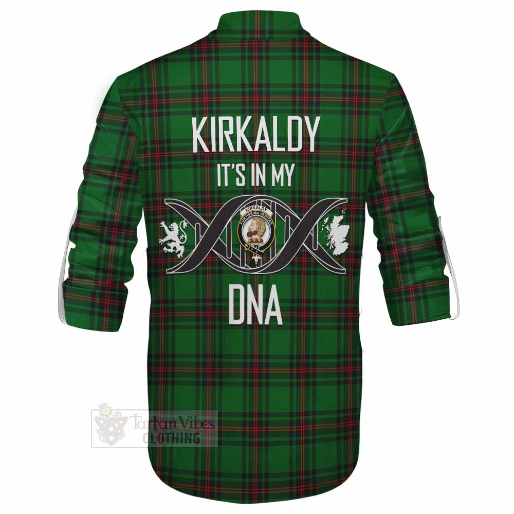 Tartan Vibes Clothing Kirkaldy Tartan Ghillie Kilt Shirt with Family Crest DNA In Me Style