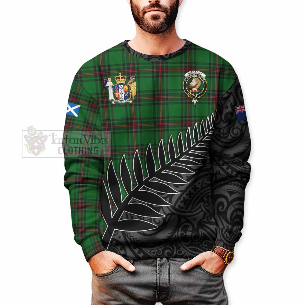 Tartan Vibes Clothing Kirkaldy Crest Tartan Sweatshirt with New Zealand Silver Fern Half Style