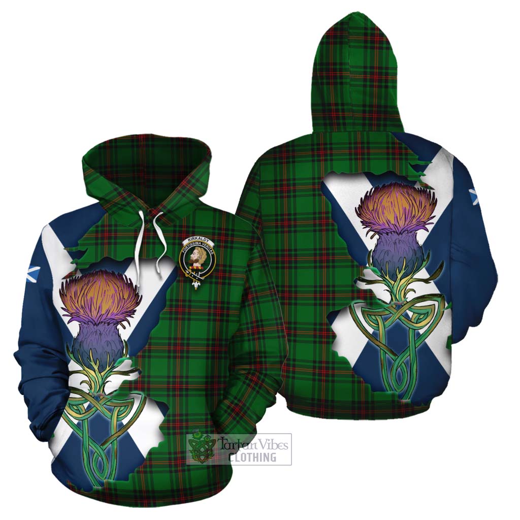 Tartan Vibes Clothing Kirkaldy Tartan Family Crest Cotton Hoodie Scottish Thistle Celtic Inspired