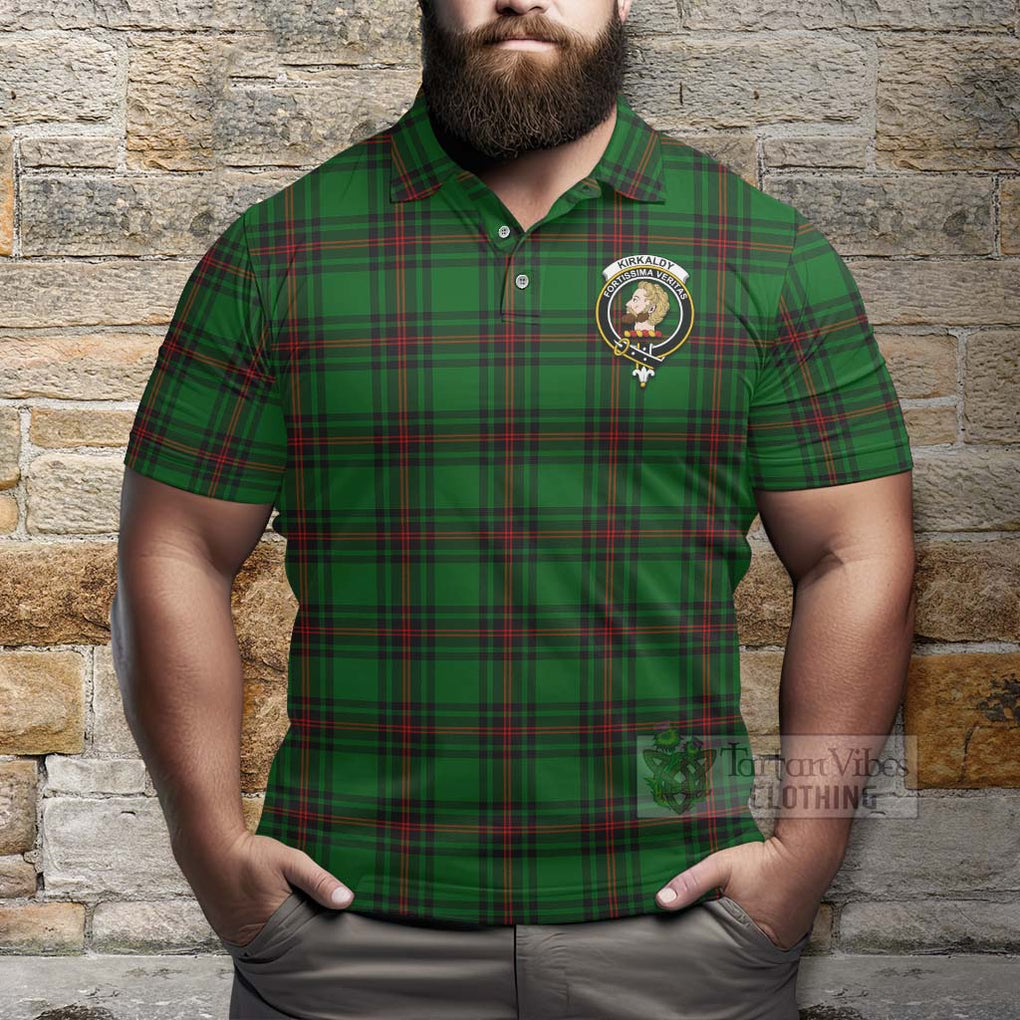 Tartan Vibes Clothing Kirkaldy Tartan Polo Shirt with Family Crest Celtic Skull Style