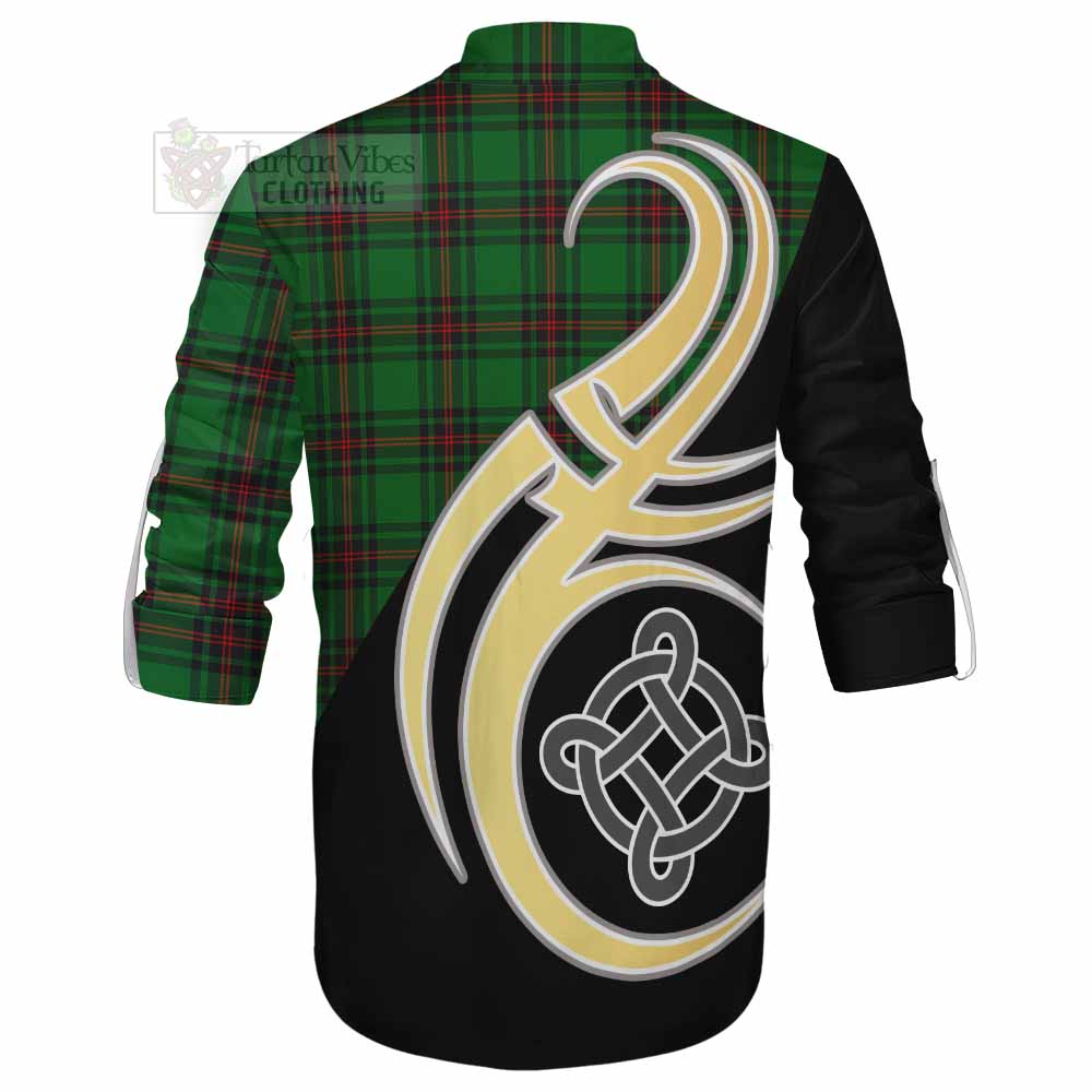 Tartan Vibes Clothing Kirkaldy Tartan Ghillie Kilt Shirt with Family Crest and Celtic Symbol Style