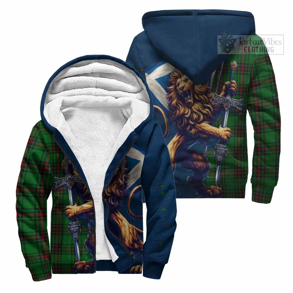 Tartan Vibes Clothing Kirkaldy Tartan Family Crest Sherpa Hoodie with Scottish Majestic Lion