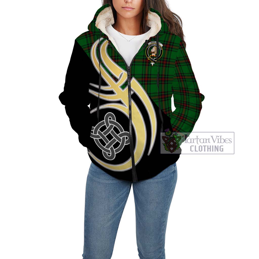 Kirkaldy Tartan Sherpa Hoodie with Family Crest and Celtic Symbol Style Unisex - Tartan Vibes Clothing