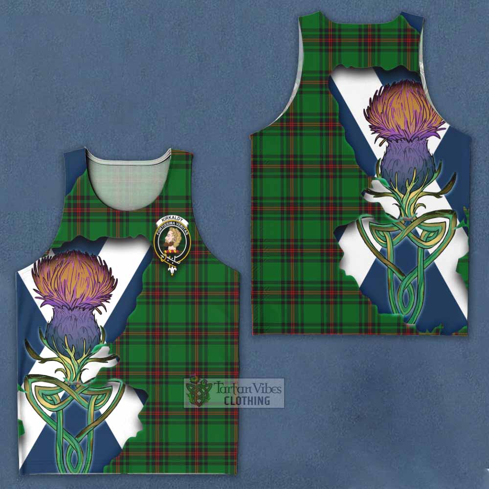 Tartan Vibes Clothing Kirkaldy Tartan Family Crest Men's Tank Top Scottish Thistle Celtic Inspired