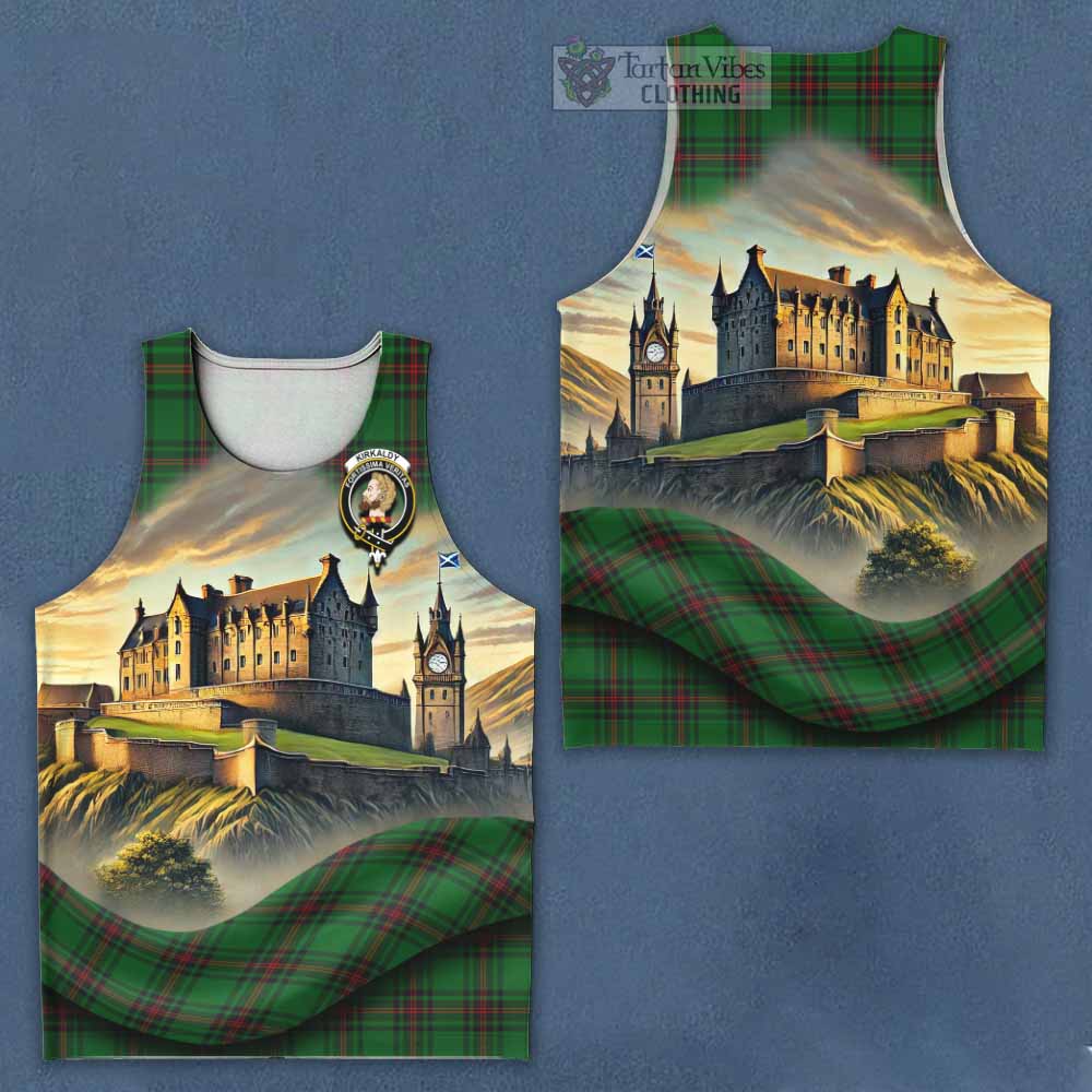 Tartan Vibes Clothing Kirkaldy Tartan Family Crest Men's Tank Top with Scottish Ancient Castle Style