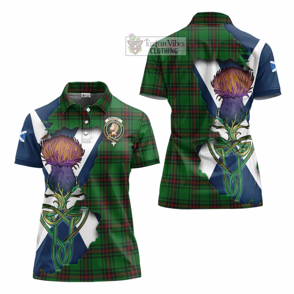 Tartan Vibes Clothing Kirkaldy Tartan Family Crest Women's Polo Shirt Scottish Thistle Celtic Inspired