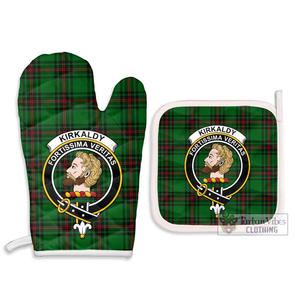 Kirkaldy Tartan Combo Oven Mitt & Pot-Holder with Family Crest Combo 1 Oven Mitt & 2 Pot-Holder White - Tartan Vibes Clothing
