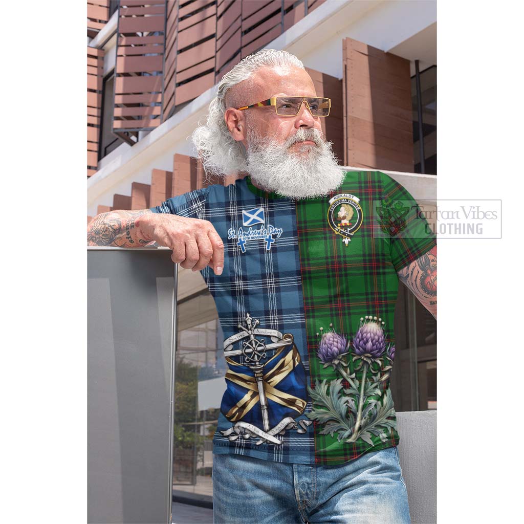 Tartan Vibes Clothing Kirkaldy Tartan Cotton T-shirt Happy St. Andrew's Day Half Tartan Style