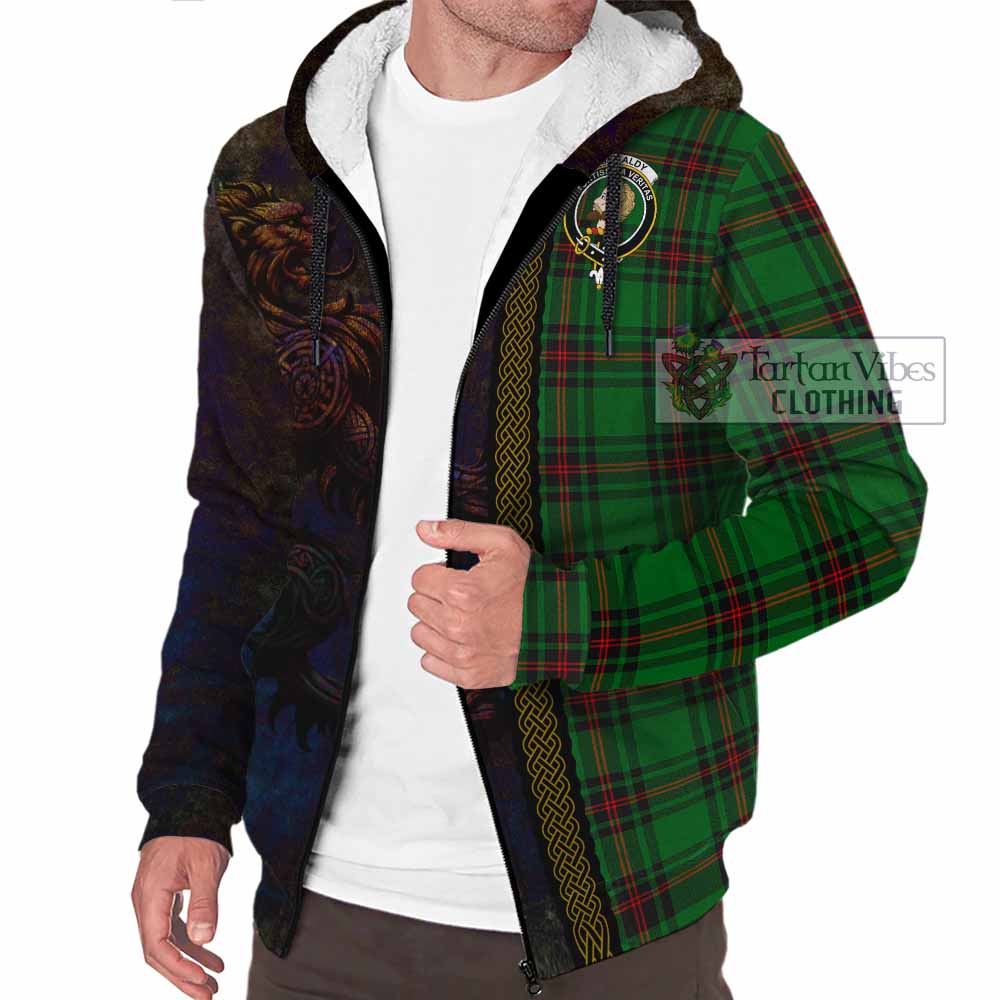 Tartan Vibes Clothing Kirkaldy Tartan Family Crest Sherpa Hoodie Alba Gu Brath Be Brave Lion Ancient Style