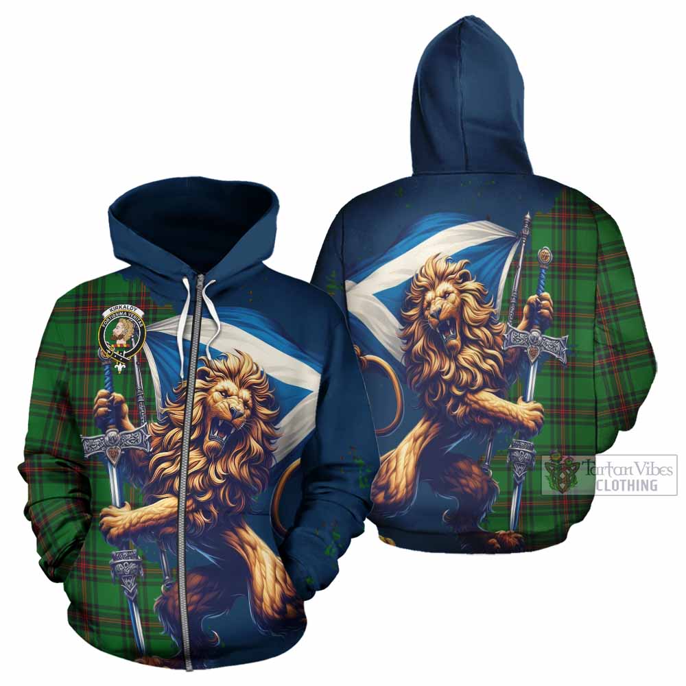 Kirkaldy Tartan Family Crest Hoodie with Scottish Majestic Lion