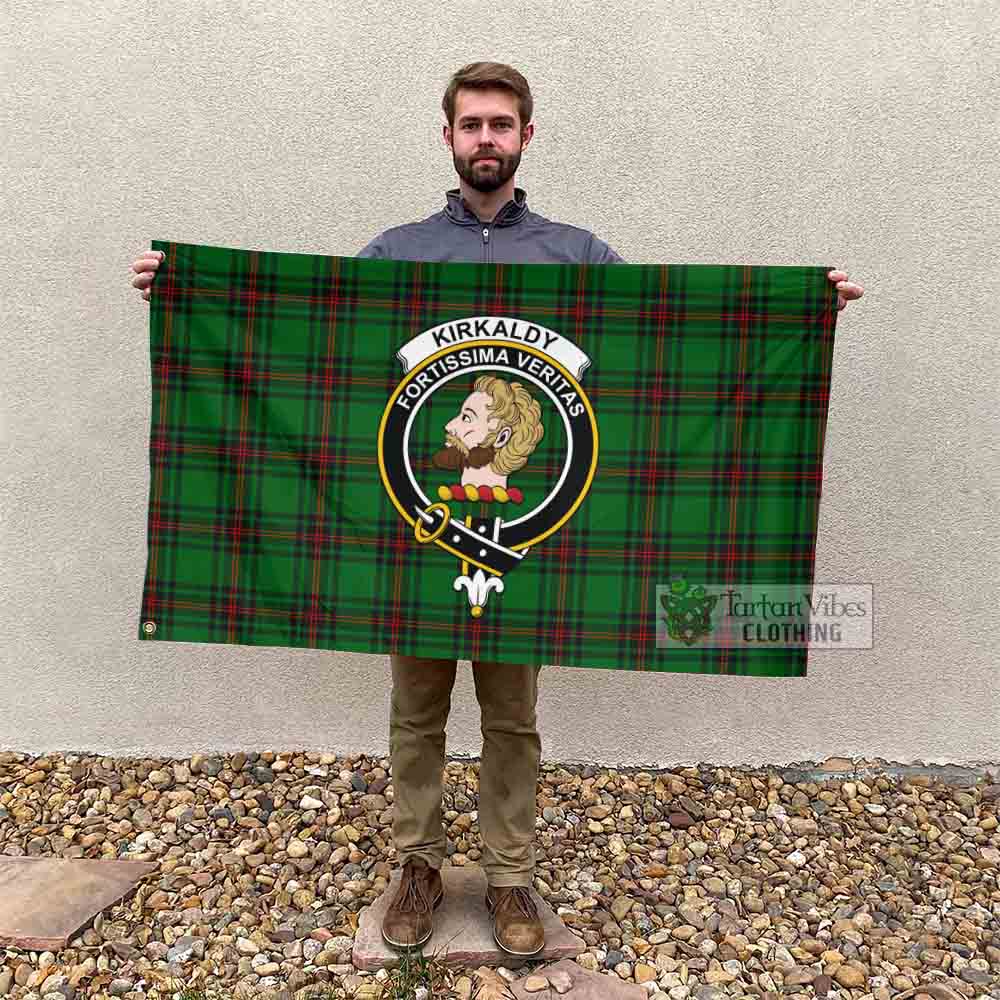 Tartan Vibes Clothing Kirkaldy Tartan House Flag with Family Crest