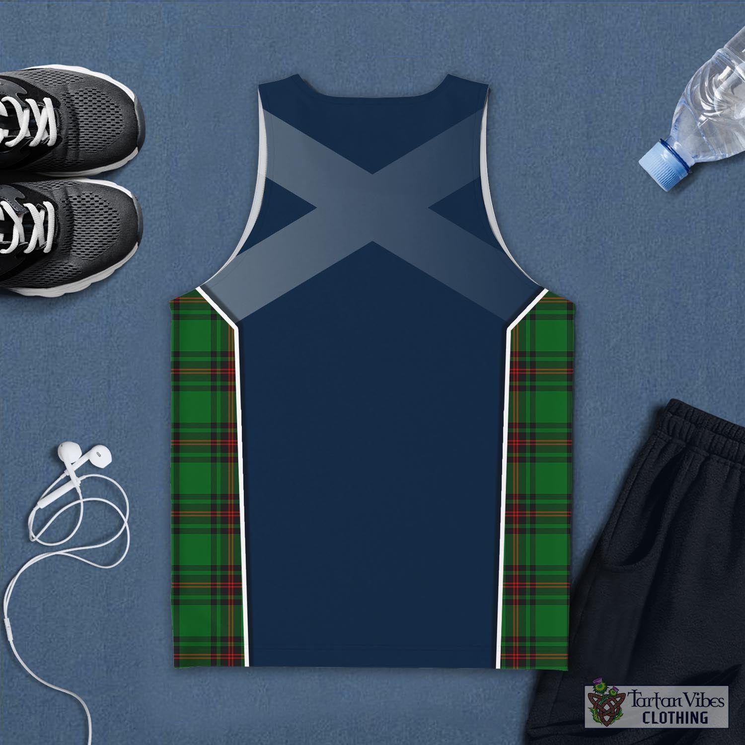 Tartan Vibes Clothing Kirkaldy Tartan Men's Tanks Top with Family Crest and Scottish Thistle Vibes Sport Style