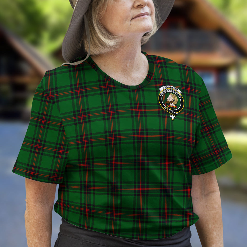 Kirkaldy Tartan T-Shirt with Family Crest - Tartan Vibes Clothing