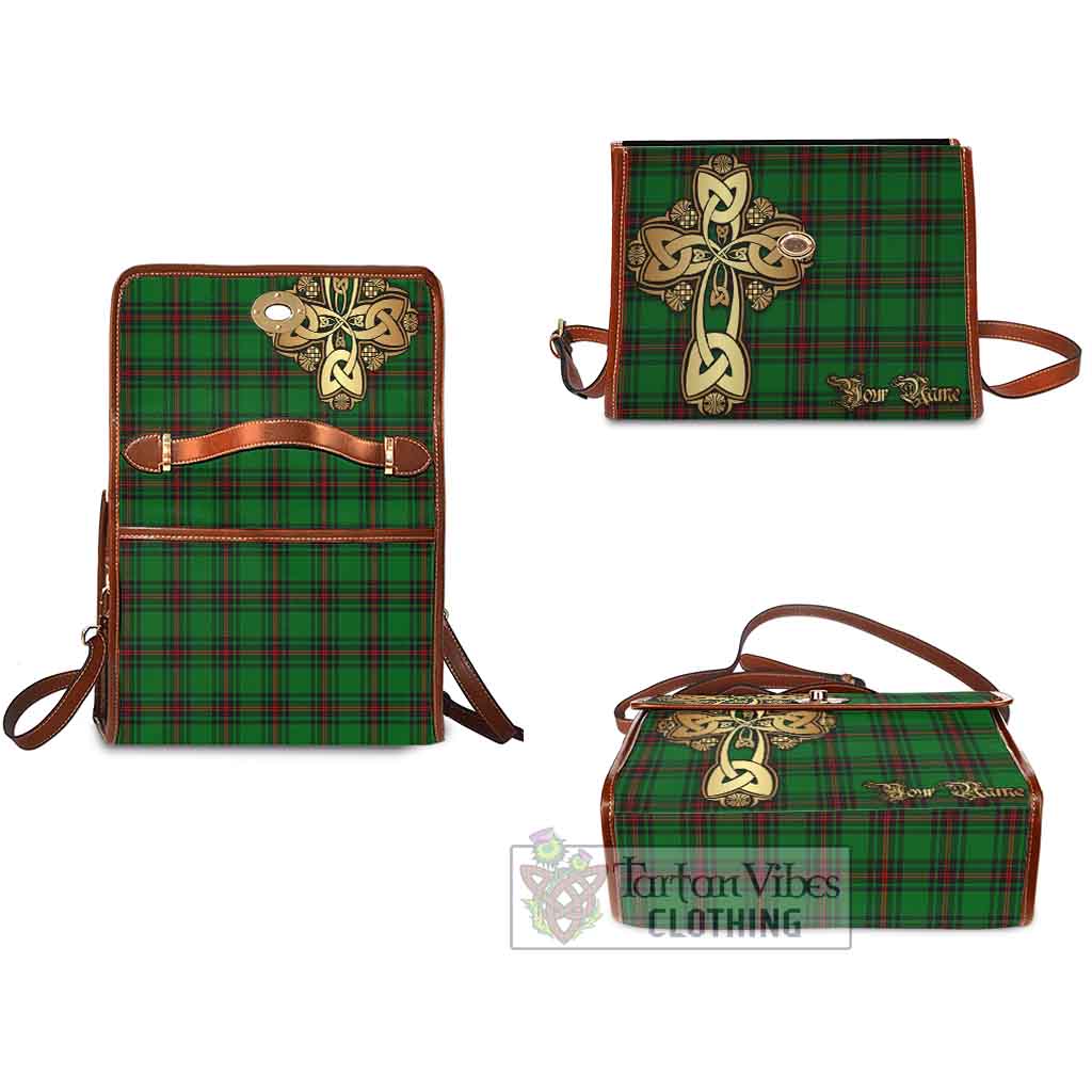 Tartan Vibes Clothing Kirkaldy Tartan Waterproof Canvas Bag Golden Thistle Celtic Cross Style