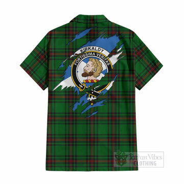 Kirkaldy Clan Crest In Me Tartan Cotton Hawaiian Shirt Scotland Flag Style