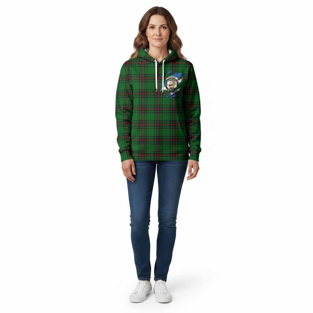 Kirkaldy Clan Crest In Me Tartan Cotton Hoodie Scotland Flag Style