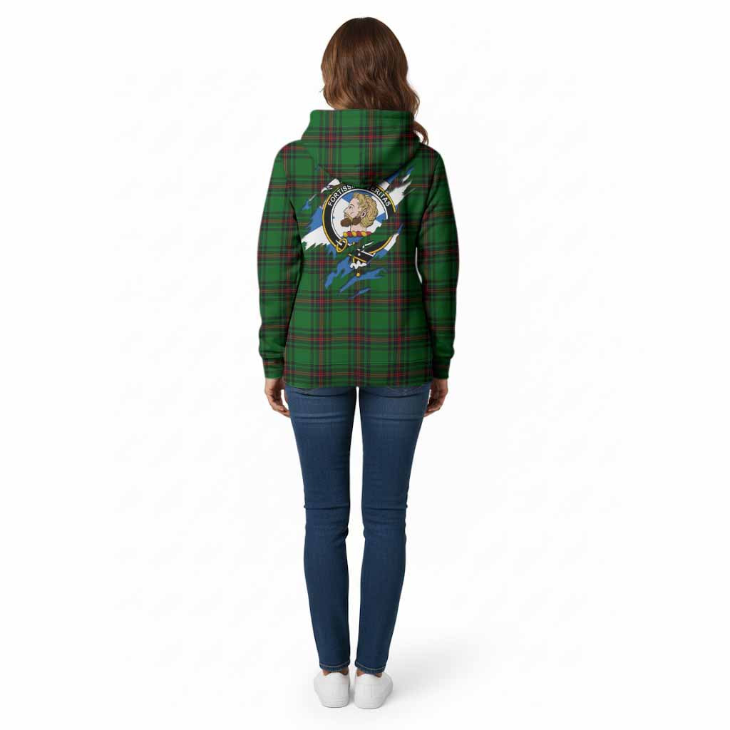 Kirkaldy Clan Crest In Me Tartan Cotton Hoodie Scotland Flag Style