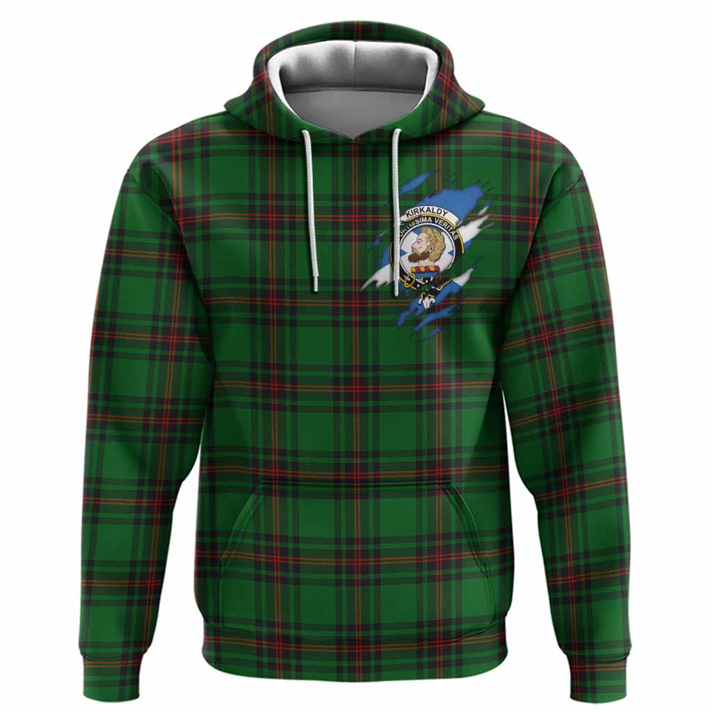 Kirkaldy Clan Crest In Me Tartan Hoodie Scotland Flag Style