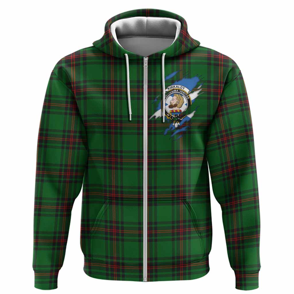Kirkaldy Clan Crest In Me Tartan Hoodie Scotland Flag Style