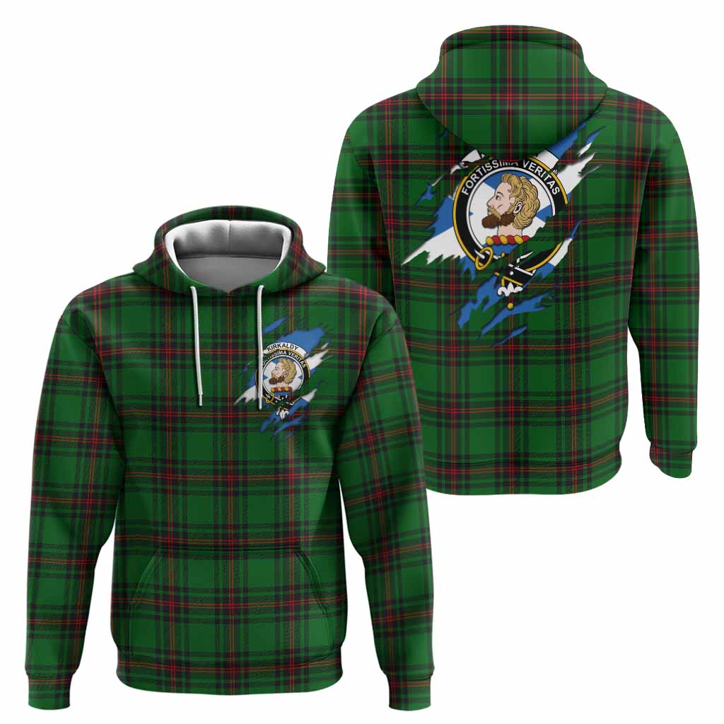 Kirkaldy Clan Crest In Me Tartan Hoodie Scotland Flag Style