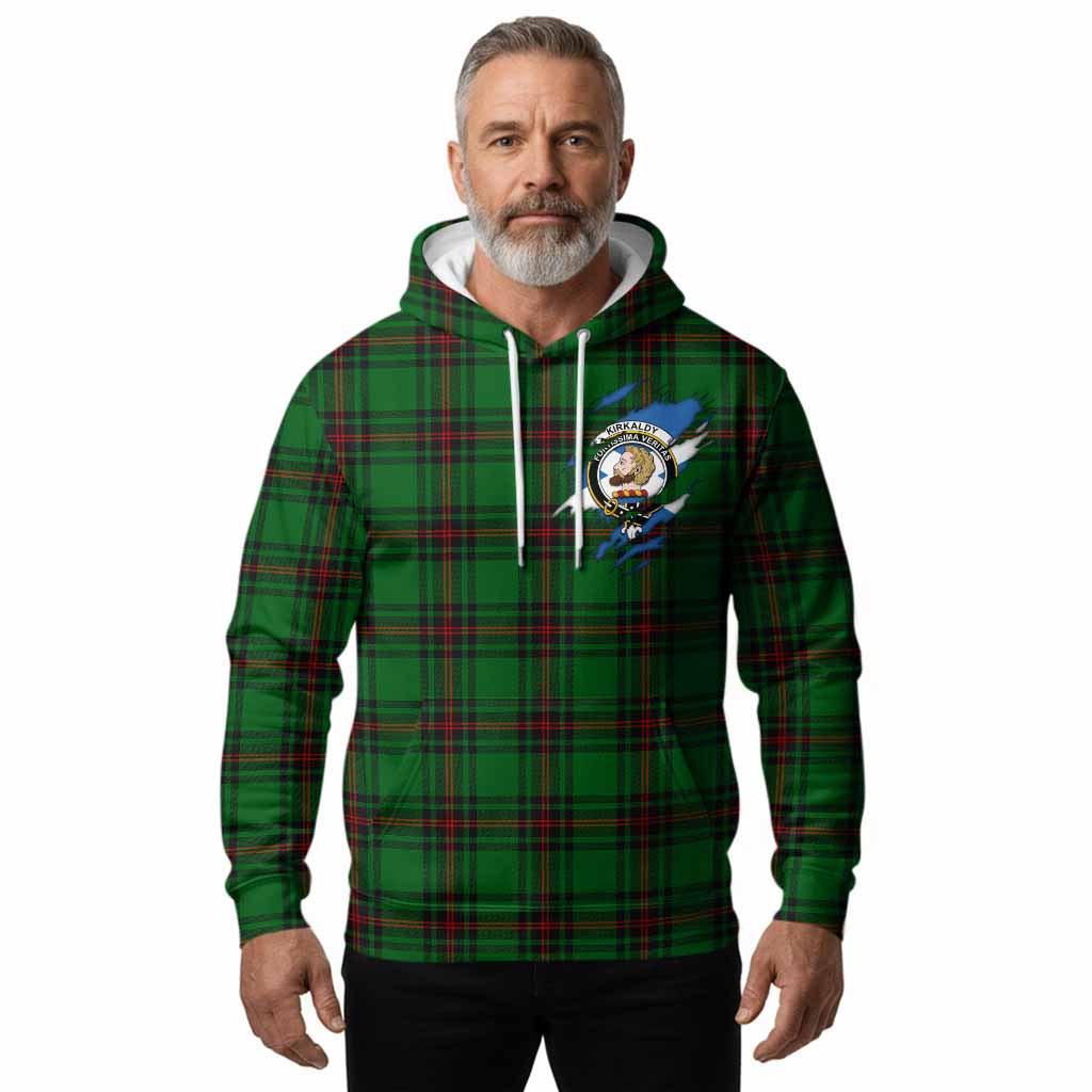 Kirkaldy Clan Crest In Me Tartan Hoodie Scotland Flag Style