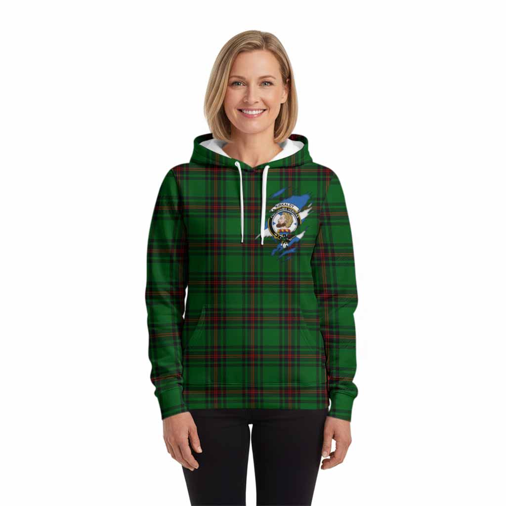 Kirkaldy Clan Crest In Me Tartan Hoodie Scotland Flag Style