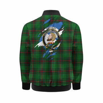 Kirkaldy Clan Crest In Me Tartan Kid Bomber Jacket Scotland Flag Style