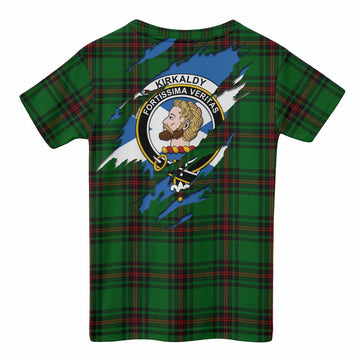 Kirkaldy Clan Crest In Me Tartan Kid T-shirt Scotland Flag Style